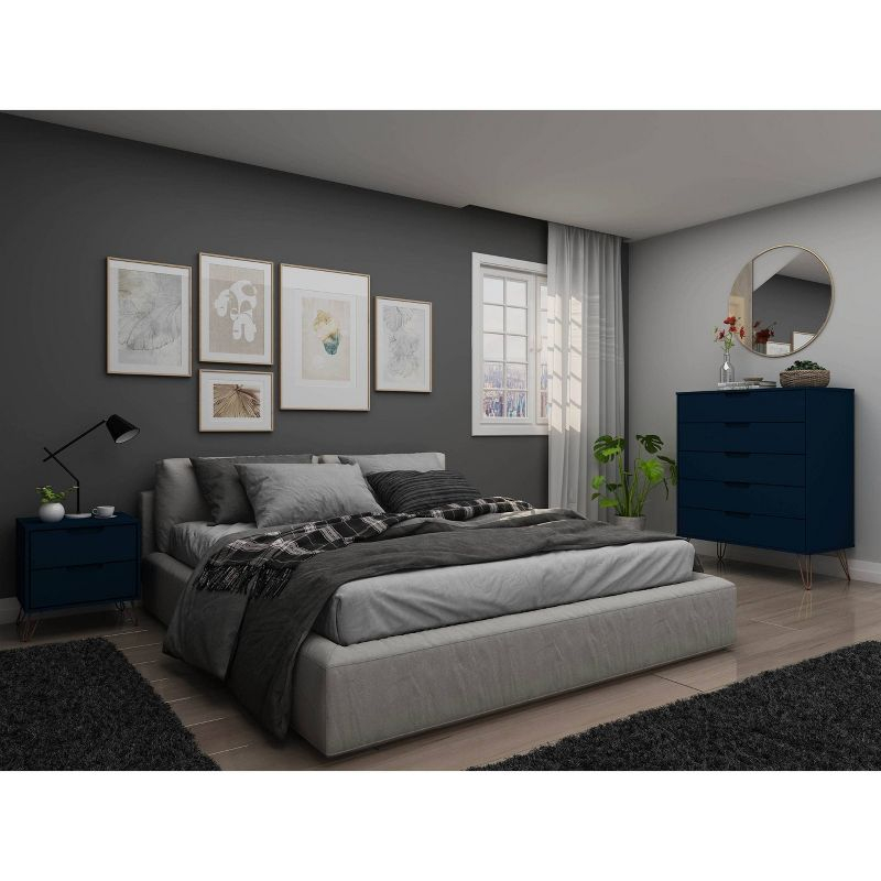 Rockefeller 5 Drawer Dresser and 2 Drawer Nightstand Set - Manhattan Comfort