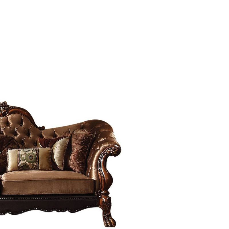 Acme Furniture Dresden Sofa Golden Brown Velvet/Cherry Oak