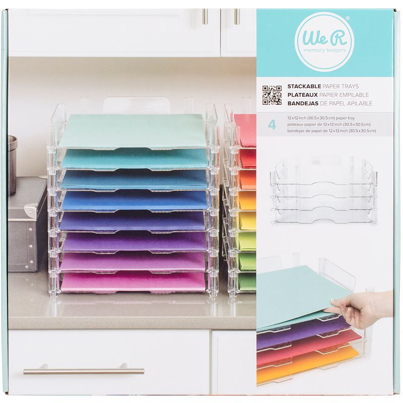 Stackable Acrylic Paper Trays Retail Packaged 4/Pkg-Clear 12"X12"