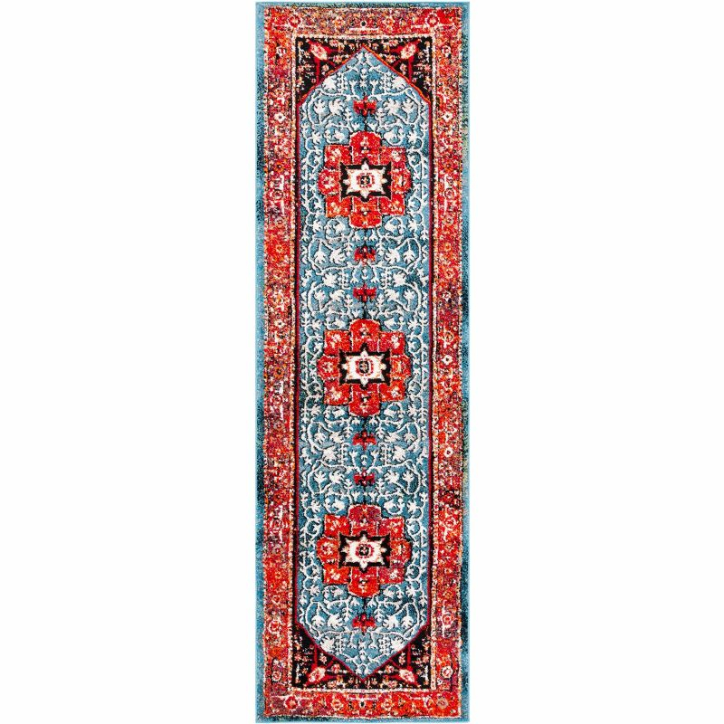 Vintage Hamadan VTH259 Power Loomed Runner Rug - Red/Blue - 2'3"x8' - Safavieh.
