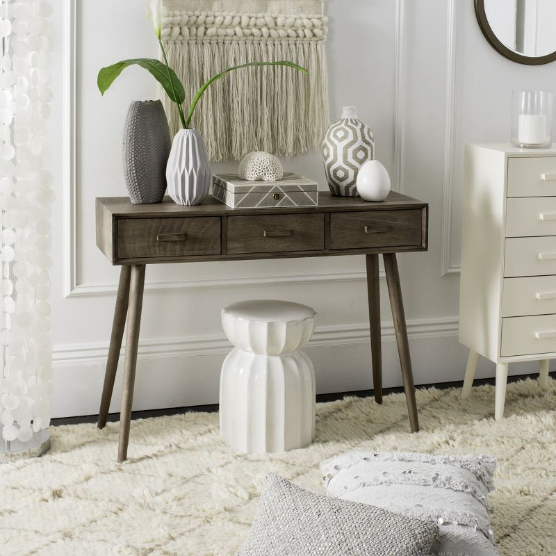 Albus 3 Drawer Console Table - CNS5701B - Brown - Safavieh