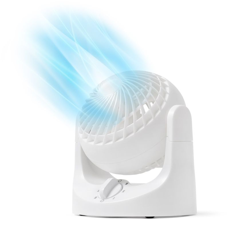 IRIS USA WOOZOO Small Desk Fan, 3 Speed, 112° Adjustable Tilt, Low Noise, Tabletop Air Circulator, White