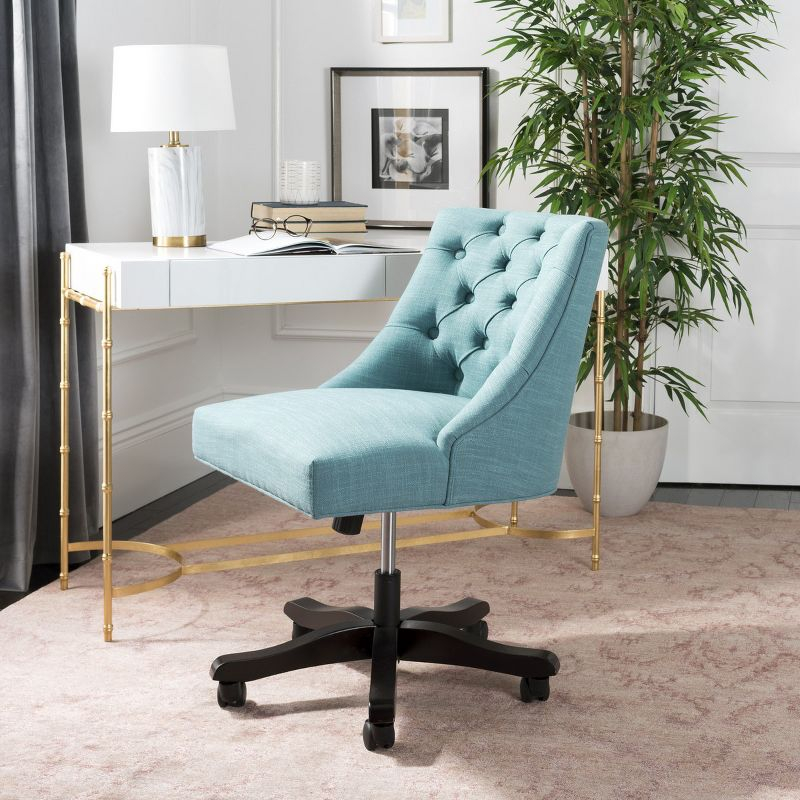 Soho Tufted Swivel Desk Chair - Light Blue - Safavieh