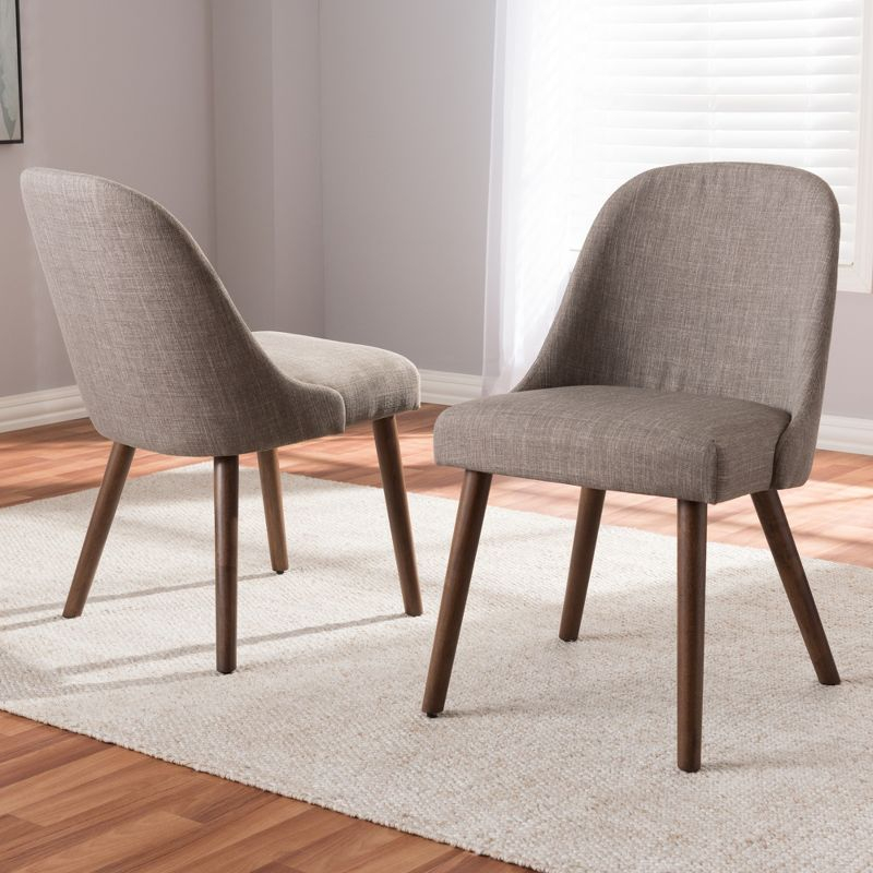 Set of 2 Cody Mid Century Modern Dining Chairs - Baxton Studio: Beige Upholstery, Walnut Wood