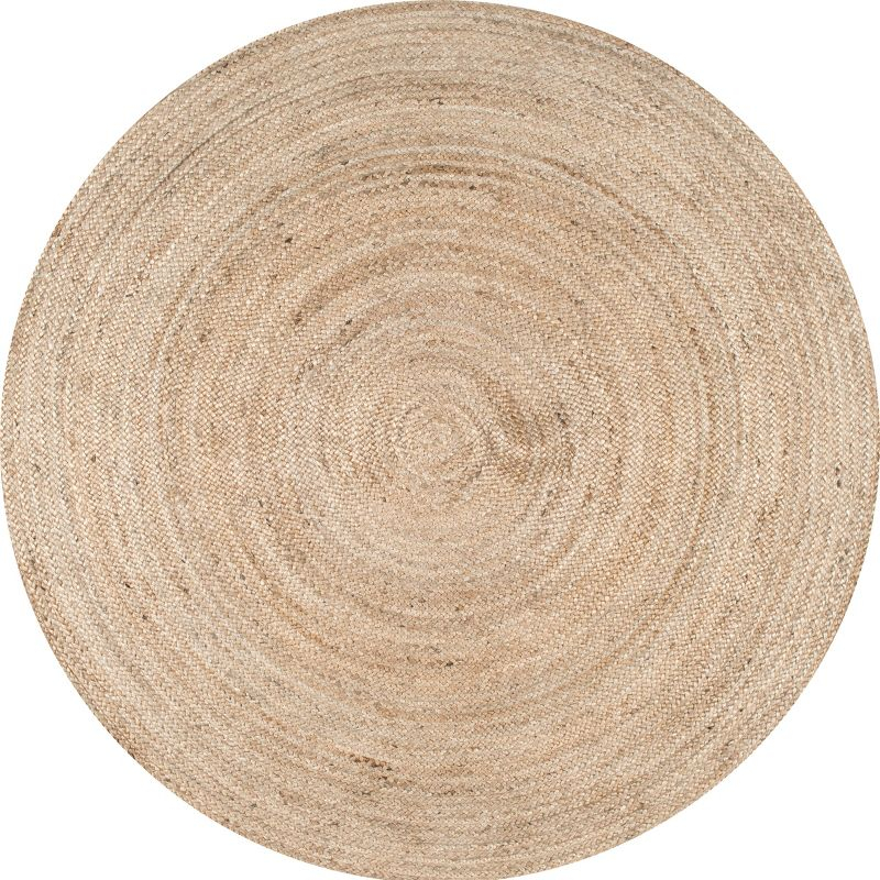 3' Round Hand Woven Rigo Jute Area Rug Natural - nuLOOM