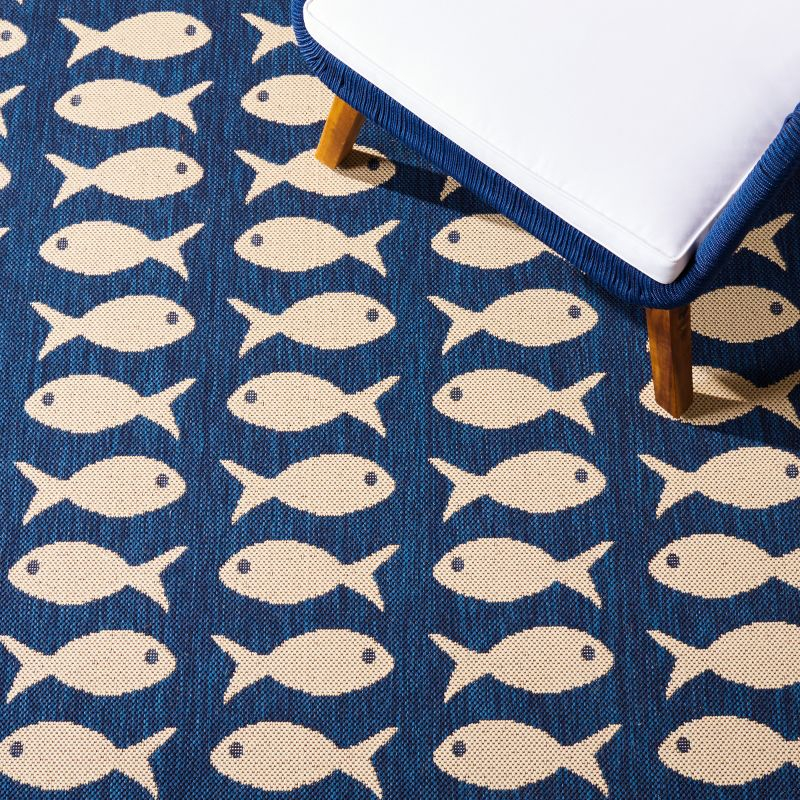 Courtyard CY6013 Power Loomed Indoor and Outdoor Area Rug - Navy/Beige - 5'3"x7'7" - Safavieh