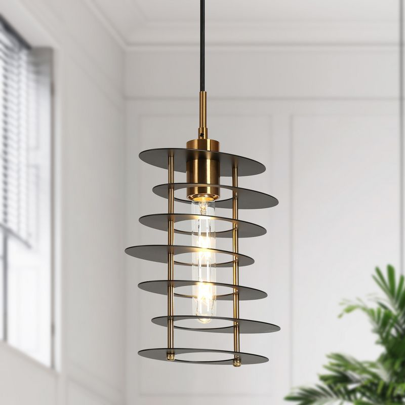 LNC Meubelkunst 1-Lights 9" Modern Cylinder Mini Pendant  Lights,Black and Polished Gold