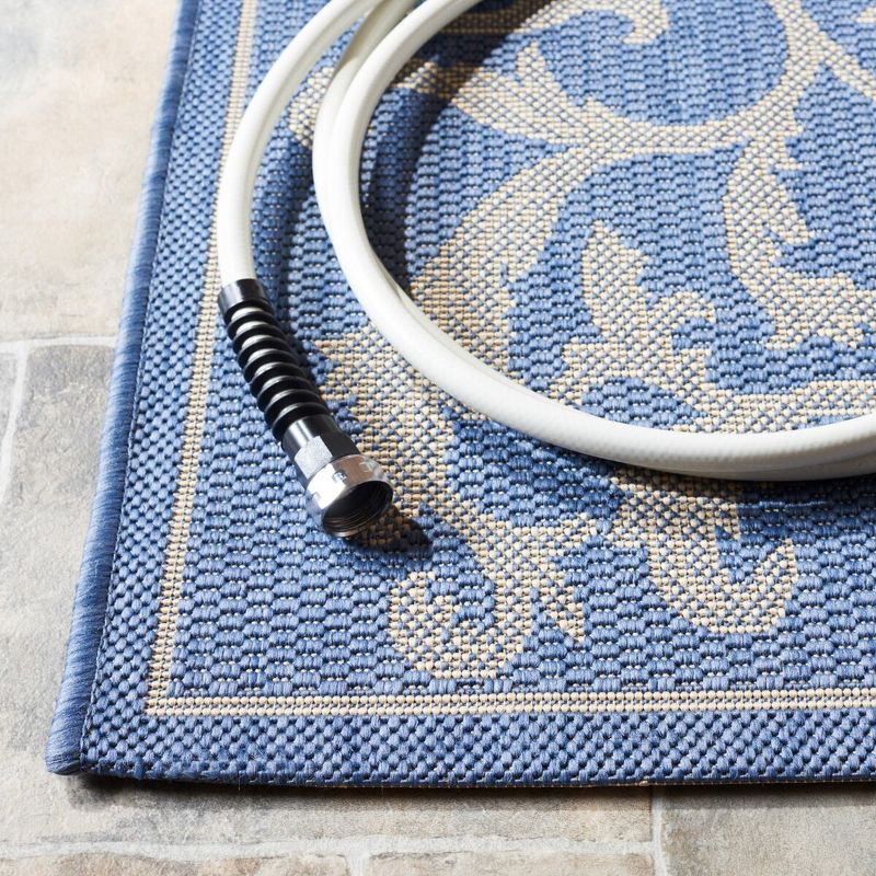 Courtyard CY2653 Power Loomed Indoor and Outdoor Accent Rug - Blue/Natural - 2'x3'7" - Safavieh