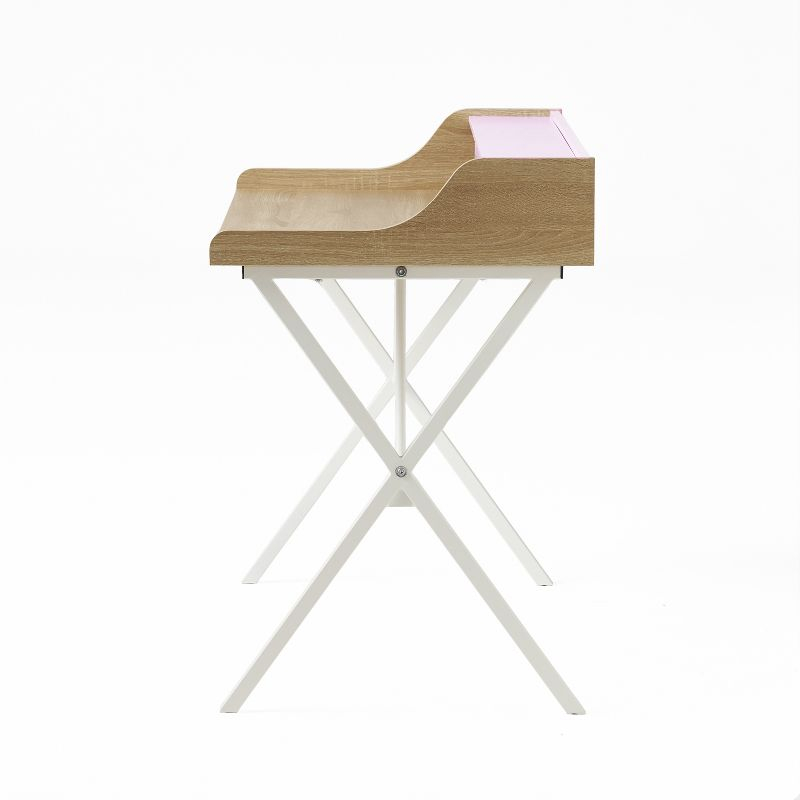 GDFStudio Alexandria Modern Faux Wood Computer Desk, Oak/White