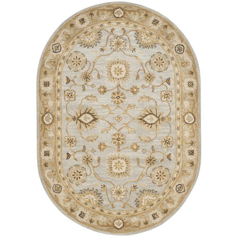 Antiquity AT856 Hand Tufted Area Rug - Light Blue/Sage - 4'6"x6'6" Oval - Safavieh.