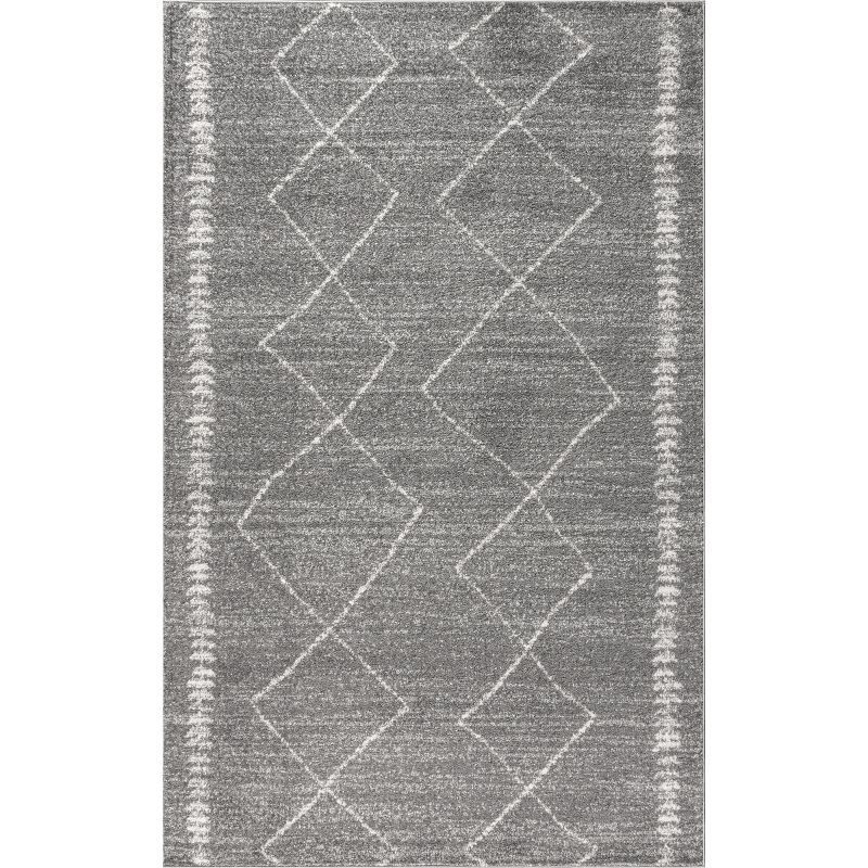 5'x8' Zaina Moroccan Beni Souk Area Rug, Gray/Cream - JONATHAN Y