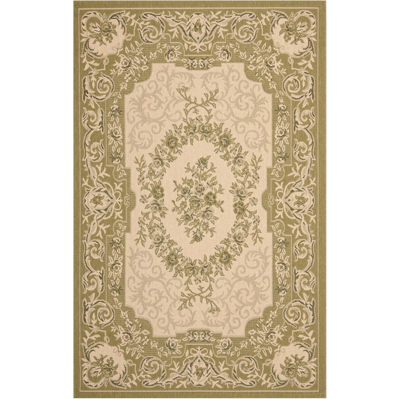 Courtyard CY7208 Power Loomed Indoor/Outdoor Area Rug - Cream/Green - 5'3"x7'7" - Safavieh.