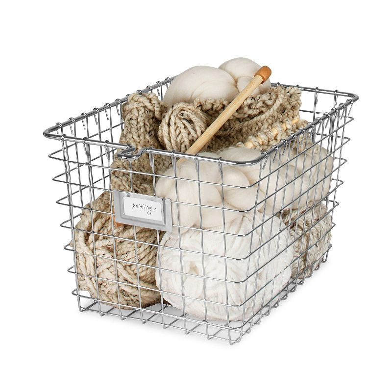 Spectrum Diversified Small Storage Basket Light Silver: Metal Locker Storage & Portable Utility Organizer