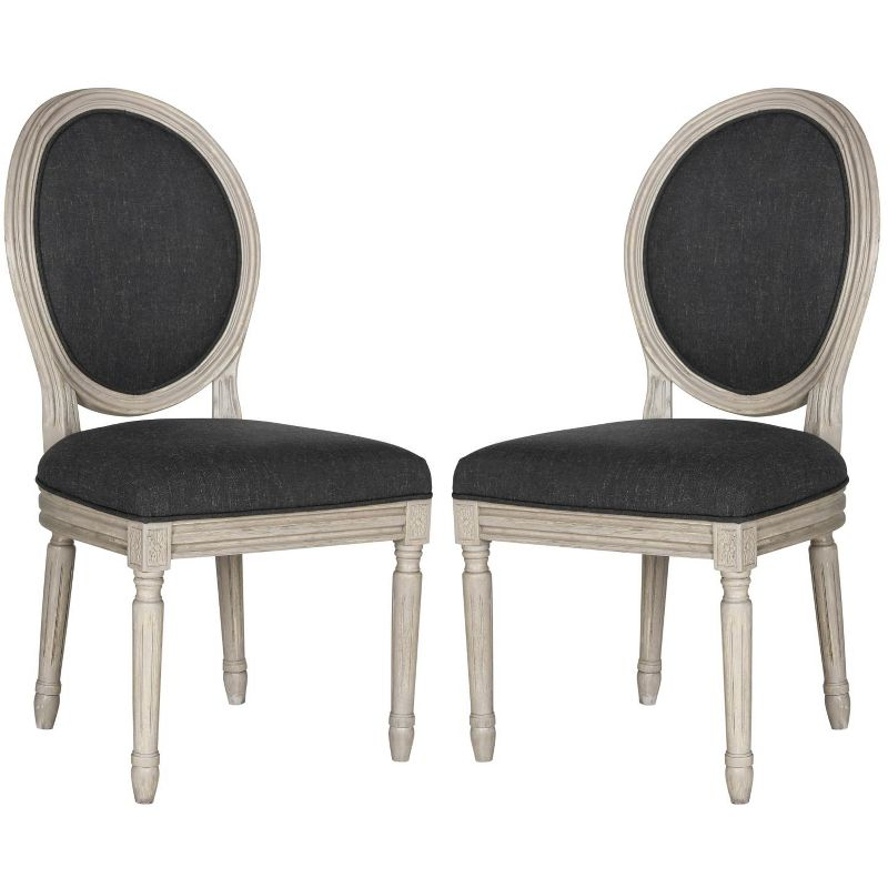 Holloway 19" H French Brasserie Oval Side Chair (Set of 2) - FOX6228 - Charcoal/Grey - Safavieh Couture
