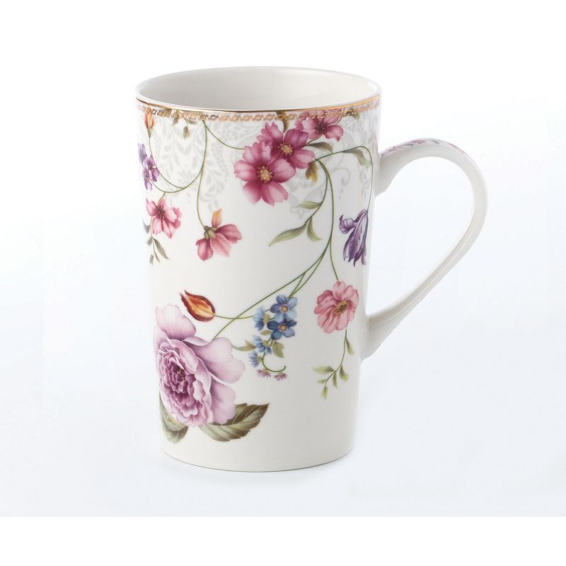 Lorren Home Trends Set of 4 Tall Mugs Floral Design