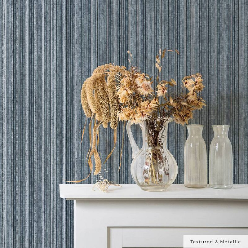 Tempaper & Co. 28 sq ft Faux Grasscloth Removable Peel and Stick Wallpaper Textured Chambray : Vinyl, Self-Adhesive, Blue