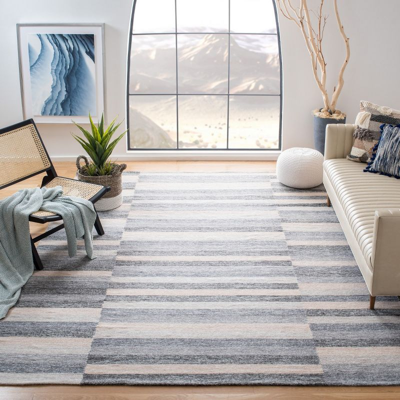 Striped Kilim STK411 Hand Woven Indoor Area Rug - Grey - 8'x10' - Safavieh.