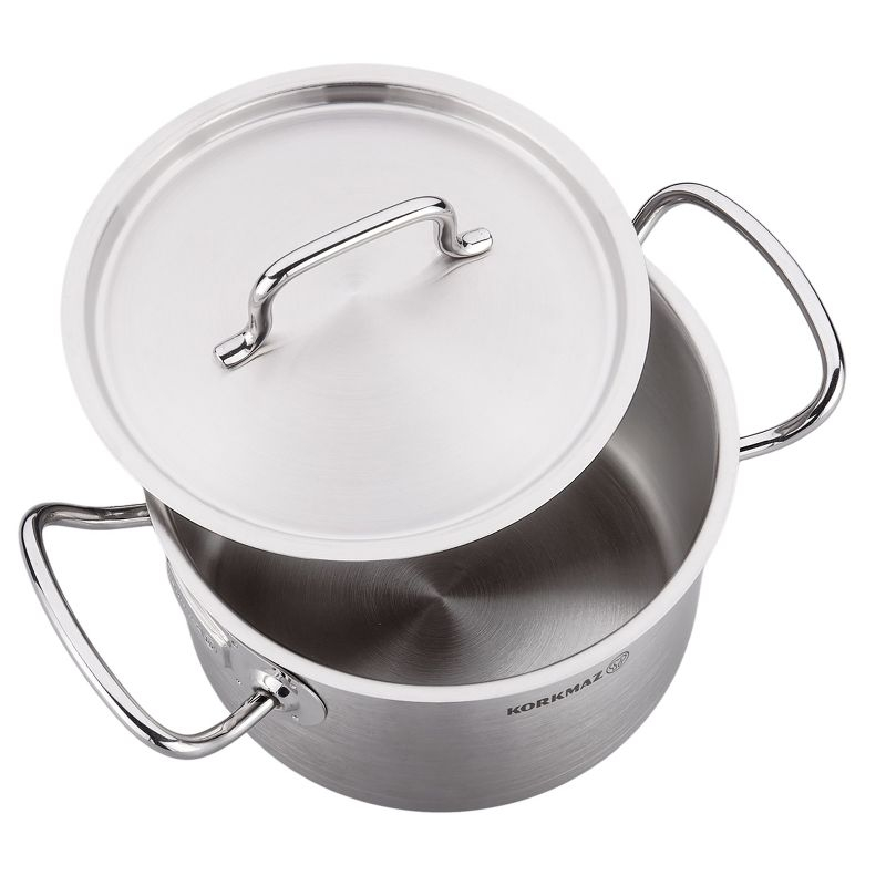 Korkmaz Gastro Proline 3.6 Liter Stainless Steel Casserole with Lid in Silver