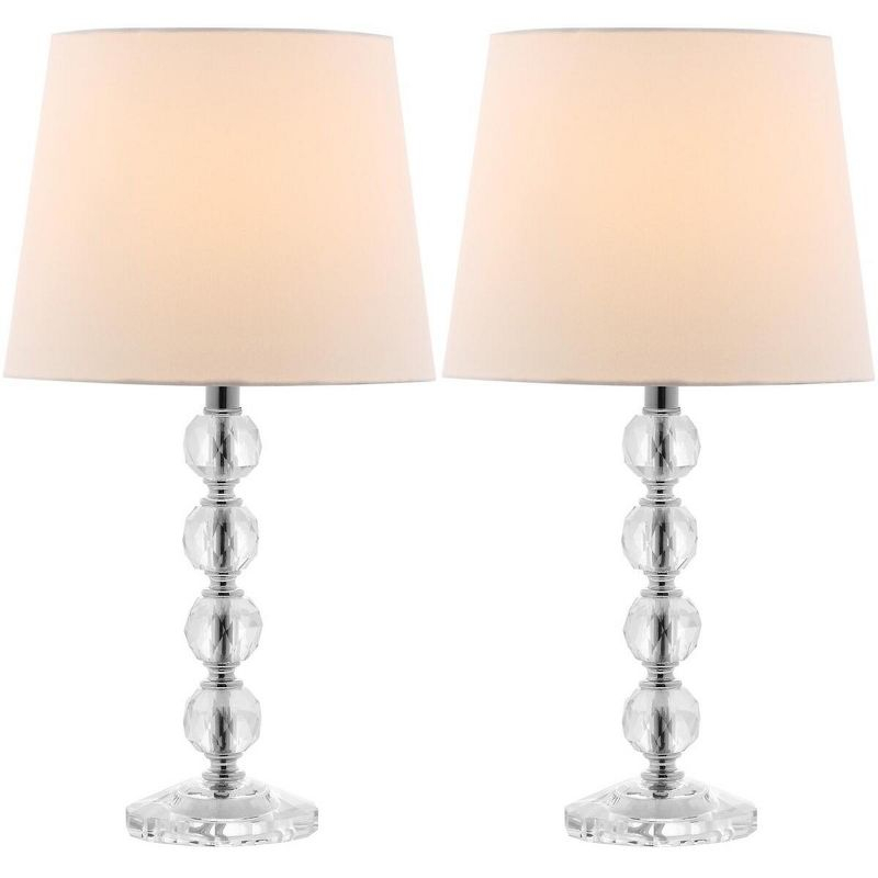 Nola 16 Inch H Stacked Crystal Ball Lamp (Set of 2) - Clear - Safavieh.