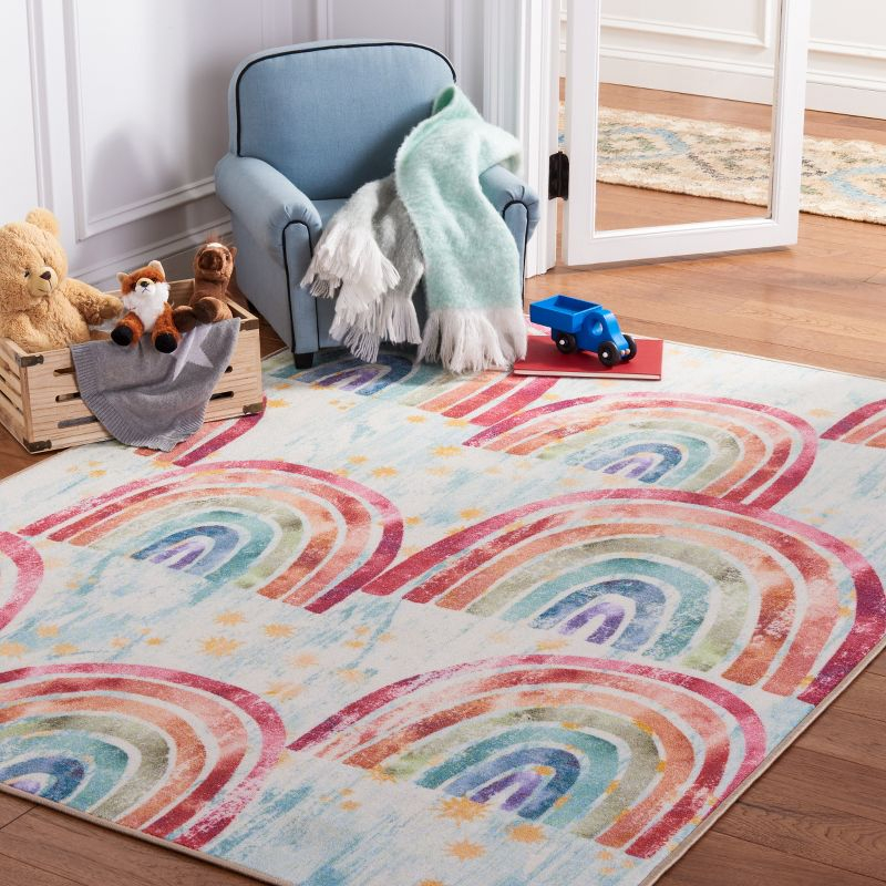 Kids Playhouse KPH252 Power Loomed Machine Washable Slip Resistant Area Rug - Blue/Ivory - 6'7"x9' - Safavieh Kids