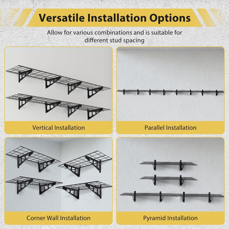 Garvee 2-Pack 1x6ft Garage Wall Shelving, Garage Storage Wall Garage Shelves for Wall Storage, 600lbs Load Capacity, 12-inch-by-72-inch