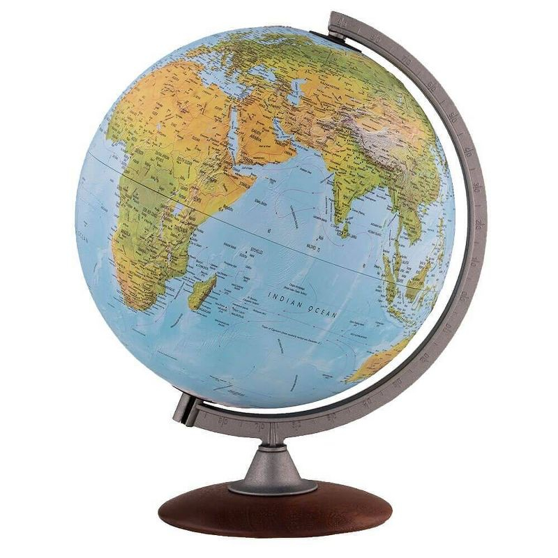 Tactile Blue Ocean Physical Relief Globe - Waypoint Geographic: 12" Diameter, Political Boundaries, Major Cities, Plastic