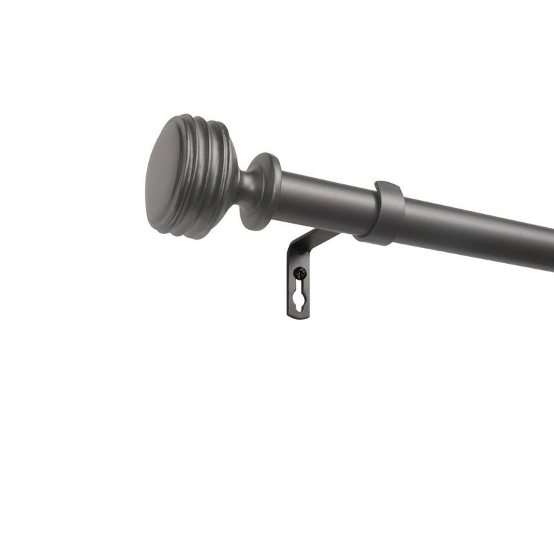 Exclusive Home 36"-72" Duke Curtain Rod - Gunmetal: Matte Iron, Single Rod, 25 lb Capacity, Rounded Cap Finial