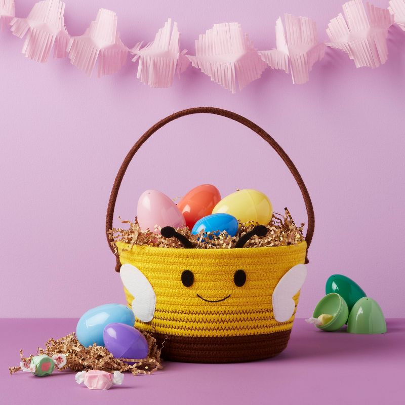 Circular Rope Decorative Easter Basket Bee Brown/Yellow - Spritz™