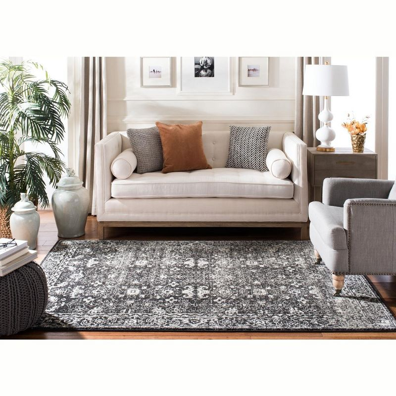 Evoke EVK270 Power Loomed Area Rug Charcoal / Ivory 5'-3" X 7'-6" - Safavieh.