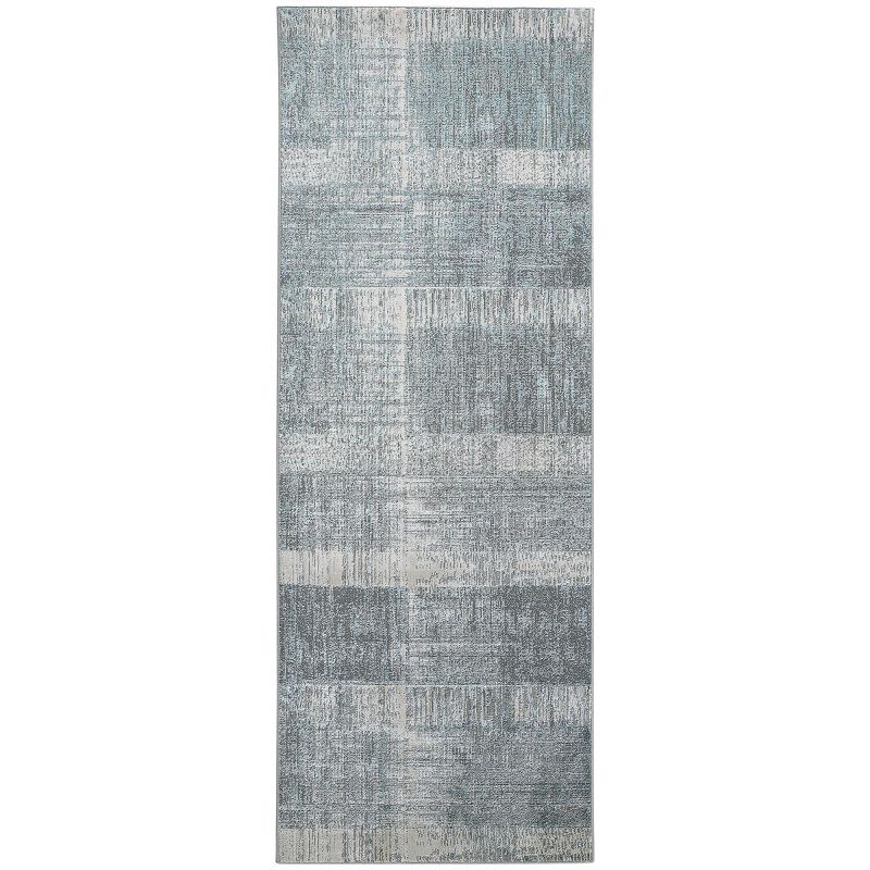 Azure Modern Abstract White/Gray/Blue Area Rug