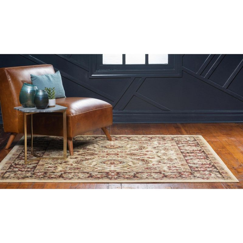 Unique Loom 6' 1 x 6' 1 Square Cream Voyage Asheville Area Rug