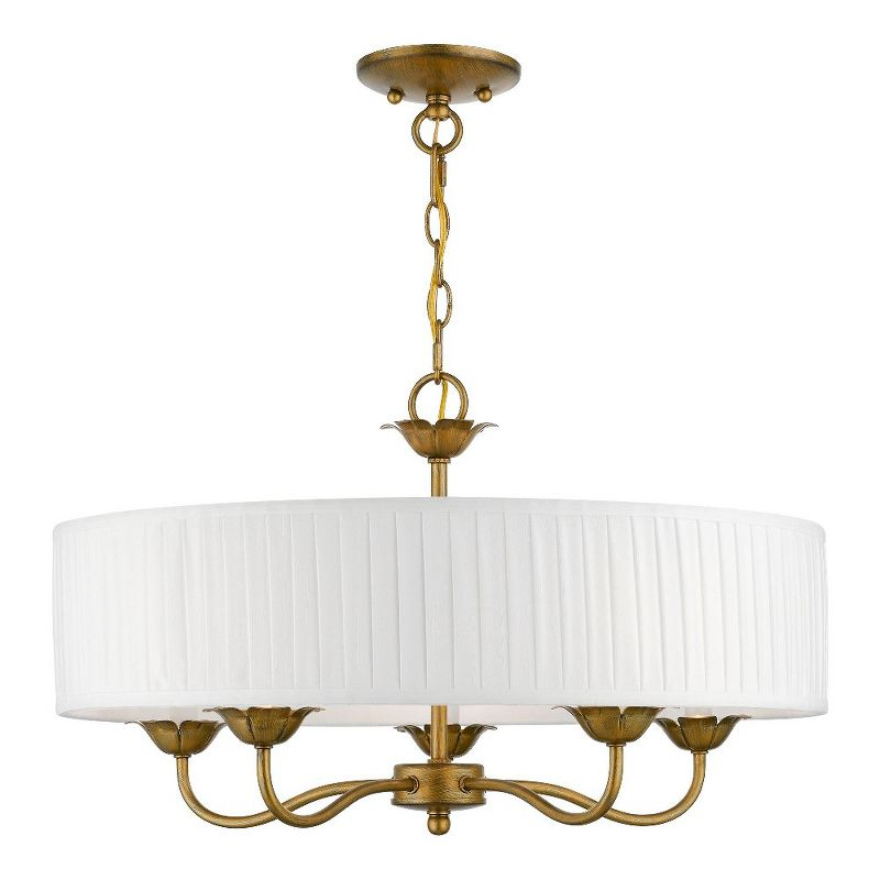 Livex Lighting Edinburgh 5 - Light Pendant in  Antique Gold Leaf