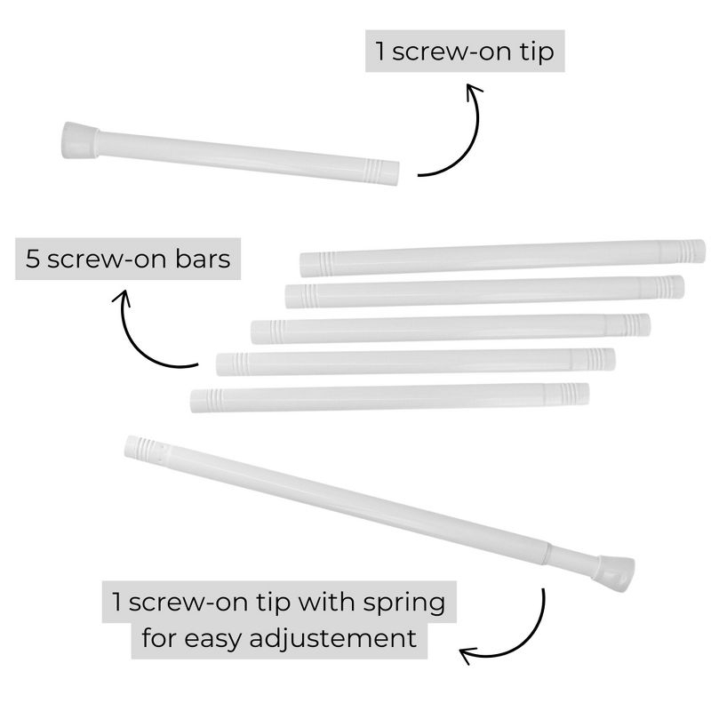 Evideco French Home Goods Adjustable White Shower Curtain Rod, Tension Design for Quick Installation, Extendable Length 41.3 to 98.4 Inches