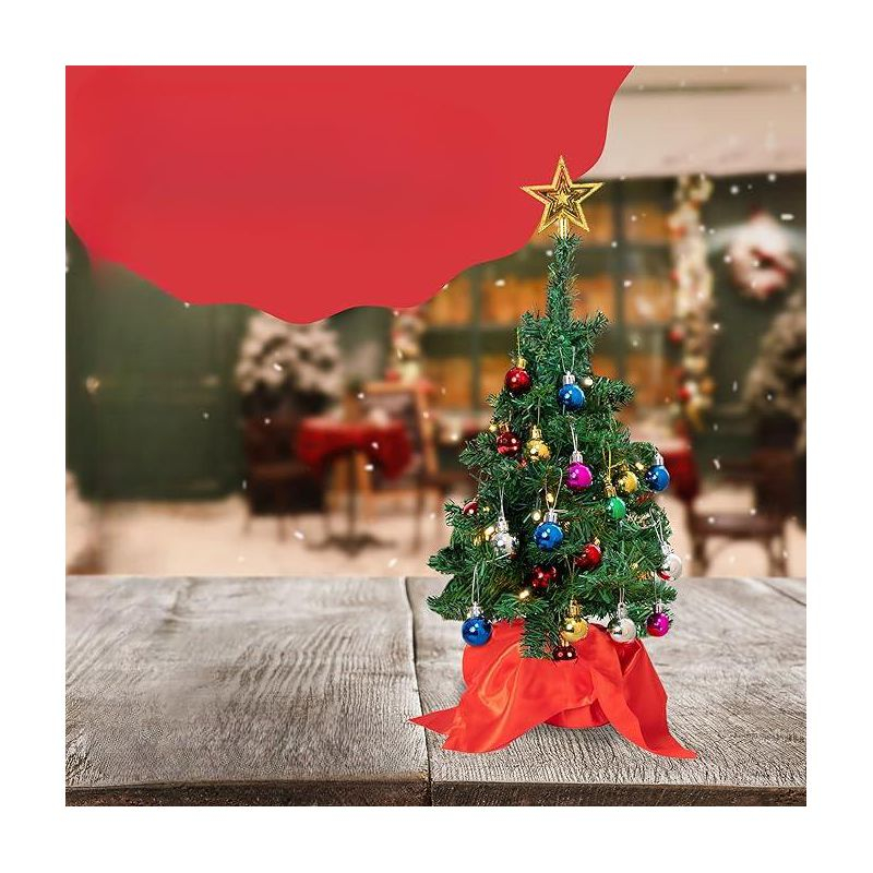 Prextex 23'' DIY Tabletop Mini Christmas Tree with Multi-Color LED Lights, Green