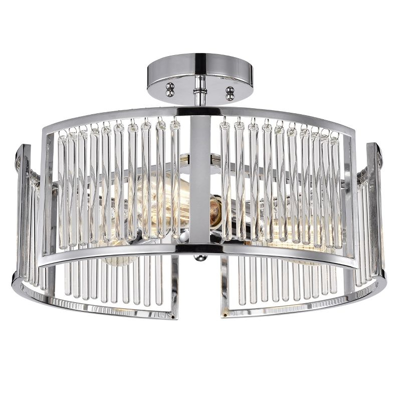 Chloe Lighting Frey Transitional 3 Light Chrome Semi-Flush Ceiling Fixture 16"Wide