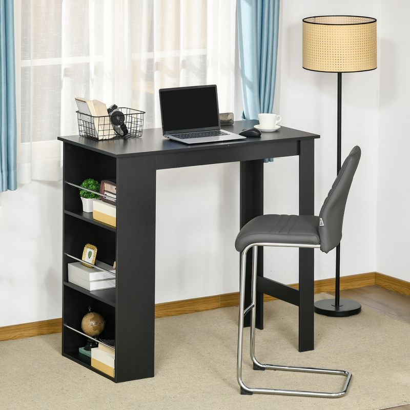 HOMCOM Modern Bar Table Counter Height Dining Table with 3 Storage Shelves for Kitchen, Dining Room, Living Room, Black