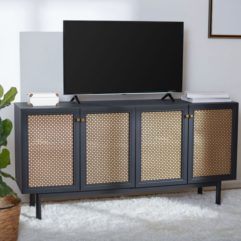 Piran 4 Door 2 Shelf Media Stand - MED9611 - Black/Gold - Safavieh