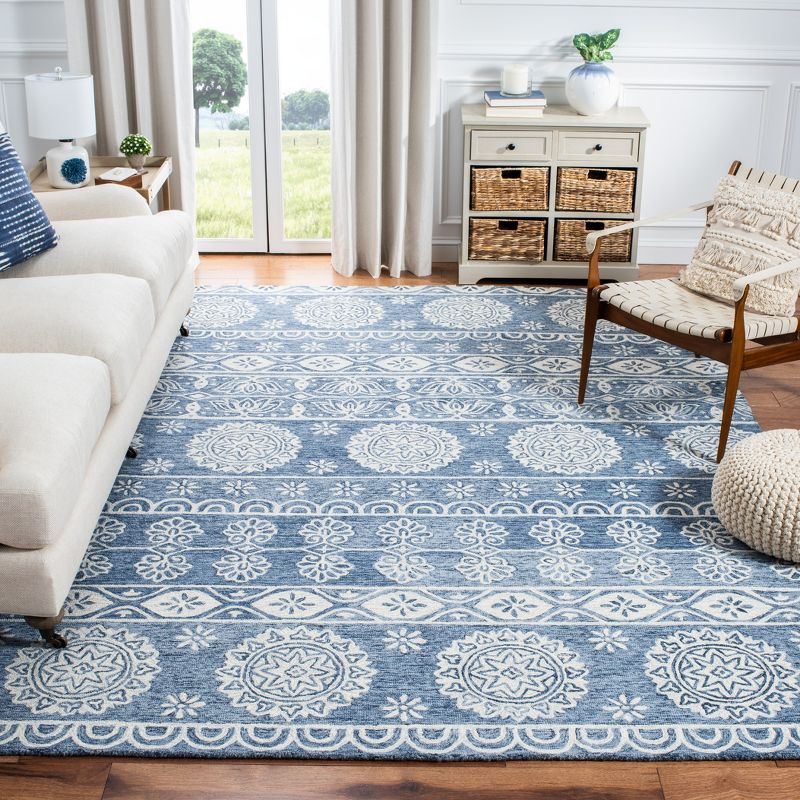 Micro-Loop MLP607 Hand Tufted Area Rug - Blue/Ivory - 5'x8' - Safavieh.