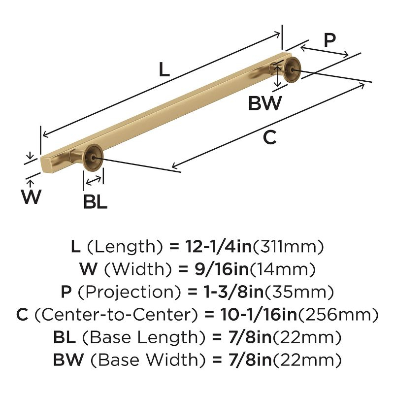 Amerock Everett 10-1/16 inch (256mm) Center-to-Center Champagne Bronze Cabinet Pull