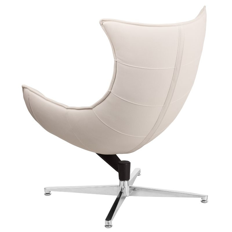 Flash Furniture Creamy White LeatherSoft Swivel Cocoon Chair