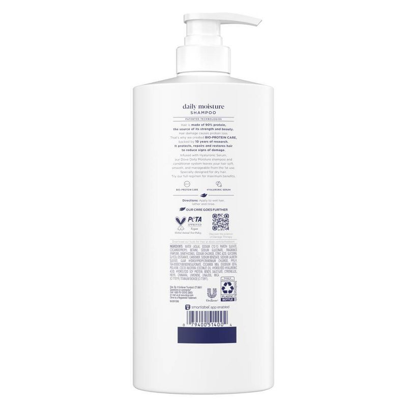 Dove Beauty Daily Moisture Hair Shampoo Pump with Hyaluronic Serum & Bio-Protein Care - 28 fl oz