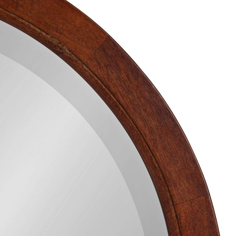 32" x 32" Hogan Round Framed Decorative Wall Mirror Walnut Brown : Modern Wood Frame, No Assembly Required