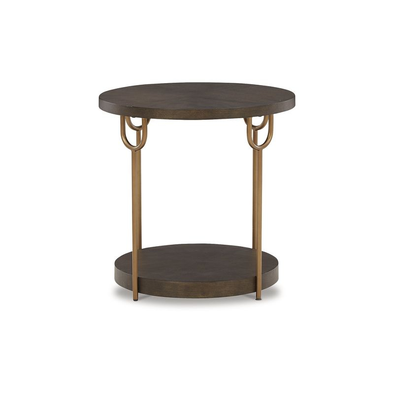 Signature Design by Ashley Contemporary Brazburn End Table Dark Brown/Gold Finish