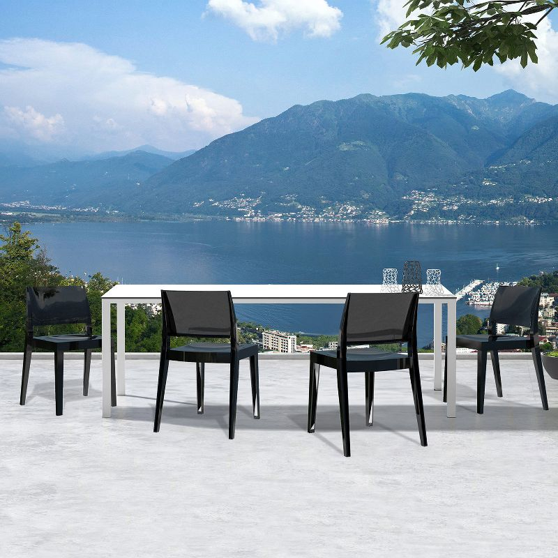 WRGHOME Palermo Modern Outdoor/Indoor Plastic Resin Stacking Patio Dining Chairs  (Set of 2) - BLACK