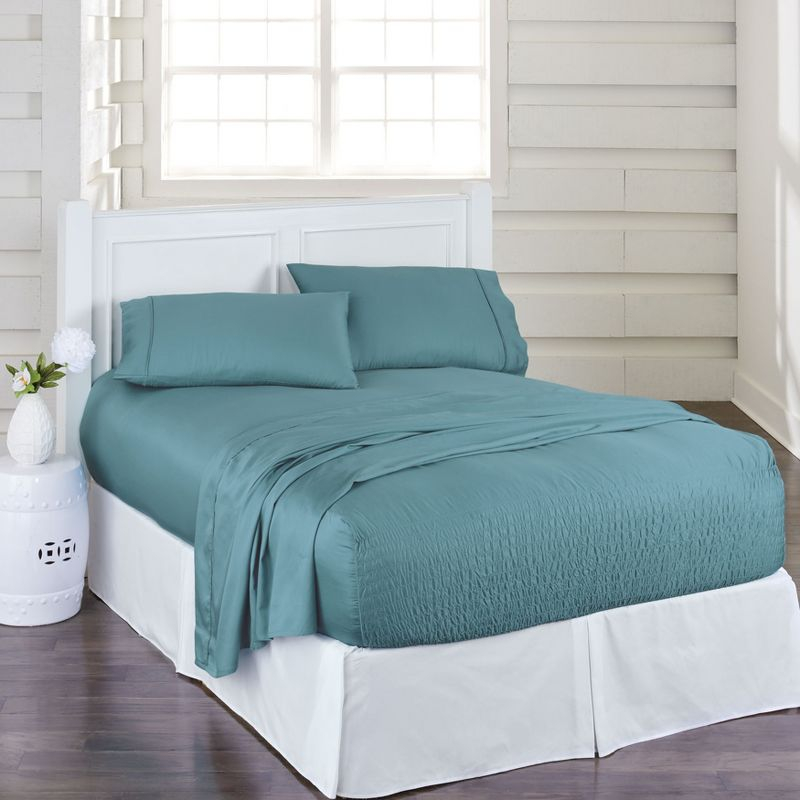 BrylaneHome Bed Tite 300 Thread Count Sheet Set - Twin, Blue Floral