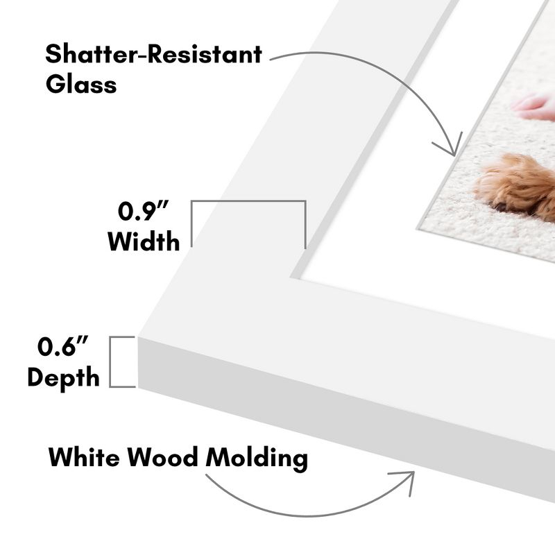 Americanflat Picture Frame with Mat - Wood with Glass Cover