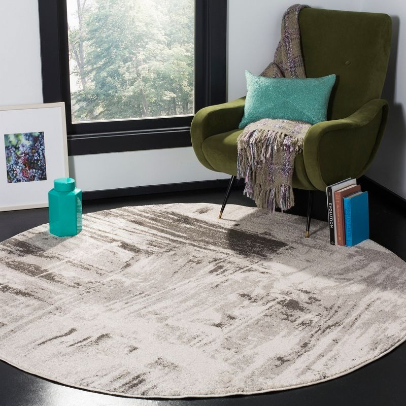Adirondack ADR133 Machine Made Indoor Area Rug - Ivory/Grey - 6' Round - Safavieh