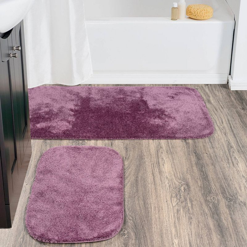 2pc Traditional Nylon Washable Bathroom Rug Set Purple - Garland Rug: Machine Made, Tufted, Latex Backing