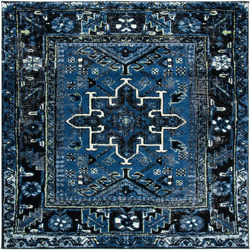 Vintage Hamadan VTH211 Power Loomed Indoor Area Rug - Blue/Grey - 5'3"x5'3" - Safavieh