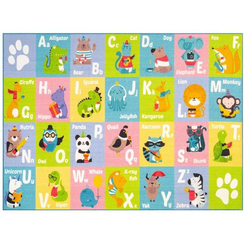 KC CUBS Boy & Girl Kids ABC Alphabet Animal Educational Learning & Fun Game Play Area Non Slip Nursery Bedroom Classroom Rug Carpet, 3' 3" x 4' 11"